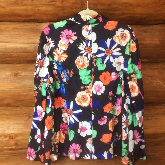 Charlie B Gardenia Print Linen Blend NWT Colorful Floral Blazer Size Large - Picture 2 of 8